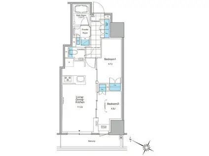 ルフォンプログレ北新宿(2LDK/12階)の間取り写真