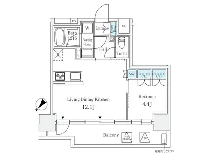 サンライズ茅場町(1LDK/7階)の間取り写真