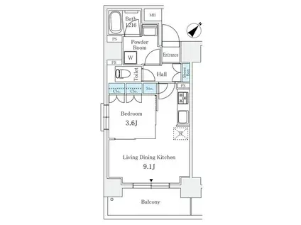 サンライズ茅場町(1LDK/8階)の間取り写真