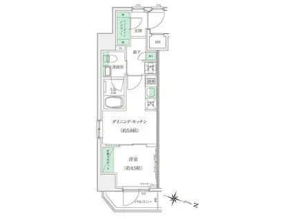 STANDZ板橋本町(1DK/4階)の間取り写真
