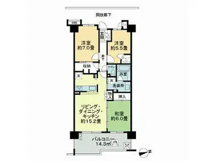 武蔵野レジデンス弐番街(3LDK/3階)の間取り写真