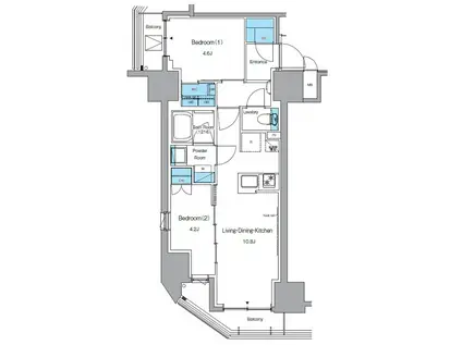 プライムアーバン浅草テラス(2LDK/9階)の間取り写真