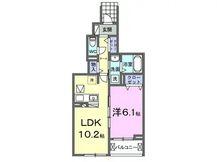 ヴィラ デ オーブⅥ(1LDK/1階)の間取り写真