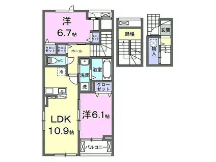 ヴィラ デ オーブⅥ(2LDK/3階)の間取り写真