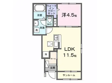 LUXIA(1LDK/1階)の間取り写真