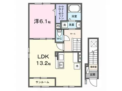 LUXIA(1LDK/2階)の間取り写真