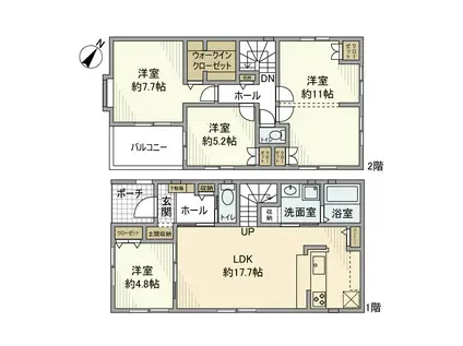 千代田・常磐緩行線 南柏駅 徒歩9分 2階建 築7年(4LDK)の間取り写真