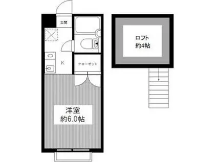ニューあづま荘 Ⅱ(ワンルーム/2階)の間取り写真