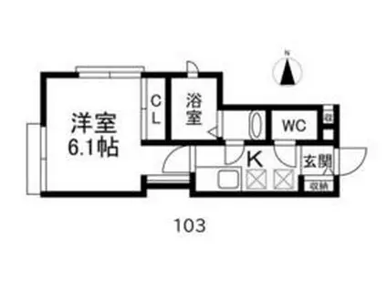トラストヒルズ(1K/1階)の間取り写真