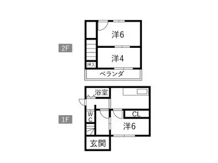 東海道本線 稲沢駅 徒歩33分 2階建 築51年(3K)の間取り写真