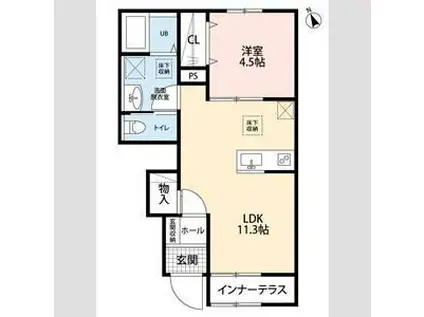 リーブルファイン久喜久喜東Ⅱ(1LDK/1階)の間取り写真