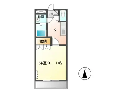 シャルトル1(1K/4階)の間取り写真