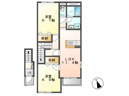 グランディール・E(2LDK/2階)の間取り写真