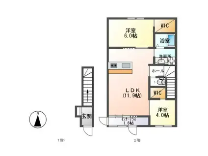 エアリクスA(2LDK/2階)の間取り写真