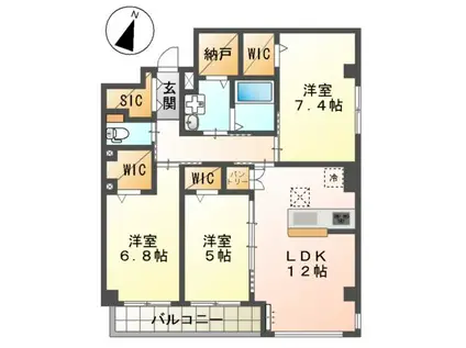 イースト WISTERIAⅠ(3LDK/1階)の間取り写真