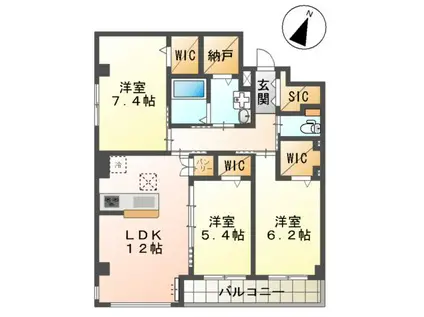 イースト WISTERIAⅠ(3LDK/1階)の間取り写真