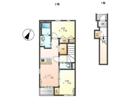 羽生市南4丁目スターテラスⅡ(2LDK/2階)の間取り写真