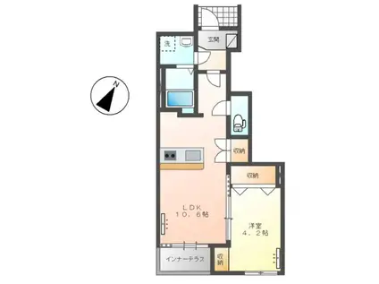 リアン・Ⅴ(1LDK/1階)の間取り写真