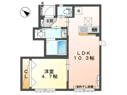 ATB天谷(1LDK/1階)の間取り写真