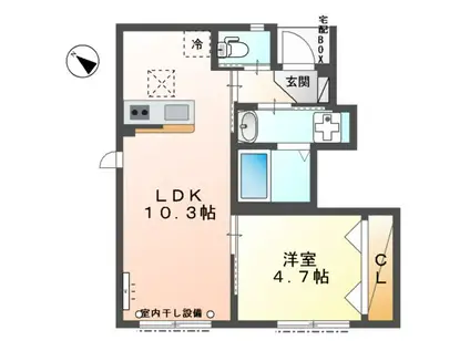ATB天谷(1LDK/1階)の間取り写真