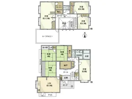 北総鉄道 秋山駅 徒歩17分 2階建 築25年(7LDK)の間取り写真