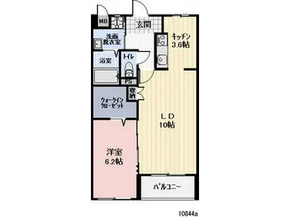 ウイング天草A(1LDK/2階)の間取り写真