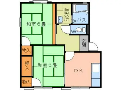 ハイツ小沢(2DK/2階)の間取り写真