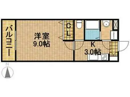 グレイスベル(1K/3階)の間取り写真