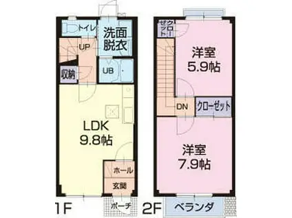 ファミール北野Ａ(2LDK)の間取り写真