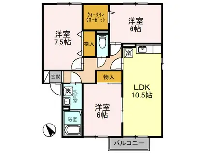 コーポ グランデC(3LDK/2階)の間取り写真