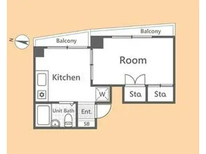コーポナデシコⅡ(1K/2階)の間取り写真