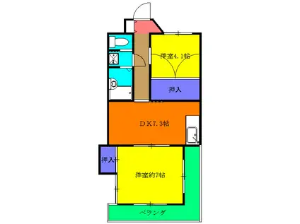 メゾン・デ・アフリ(2DK/3階)の間取り写真