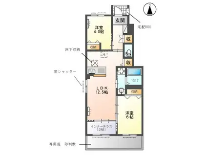 つくばエクスプレス 柏の葉キャンパス駅 徒歩18分 2階建 新築(2LDK/1階)の間取り写真