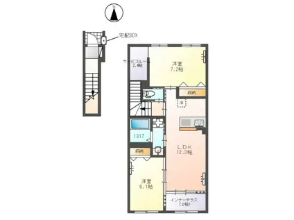 つくばエクスプレス 柏の葉キャンパス駅 徒歩18分 2階建 新築(2LDK/2階)の間取り写真