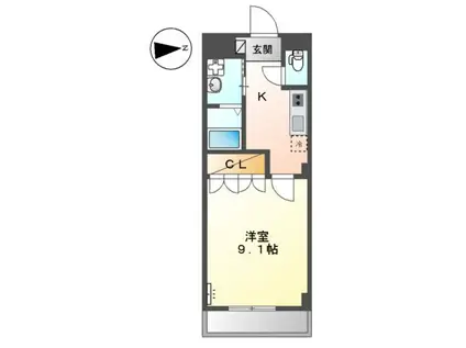 パラシオン平塚(1K/4階)の間取り写真