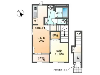 シェルル・スターテラス貴布祢(1LDK/2階)の間取り写真