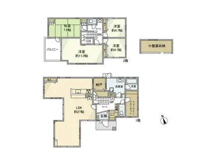 つくばエクスプレス みどりの駅 徒歩10分 2階建 築6年(4LDK)の間取り写真