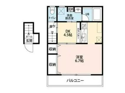 ドミール西初石B棟(1DK/2階)の間取り写真