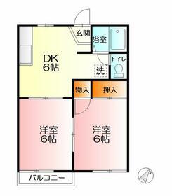 ハイツ渡辺(2DK/2階)の間取り写真