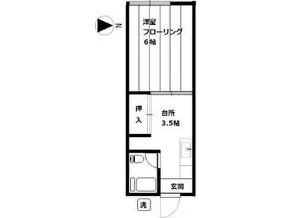 穂波ハイツ 生保(1K/2階)の間取り写真