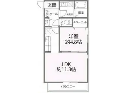 S.I.X(1LDK/2階)の間取り写真