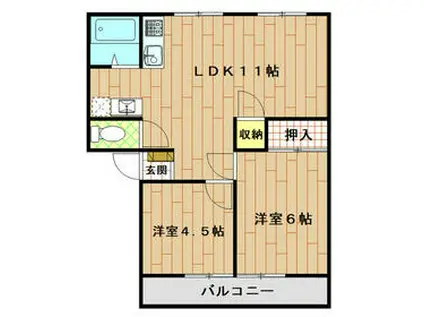 内谷タウンA棟(2LDK/2階)の間取り写真