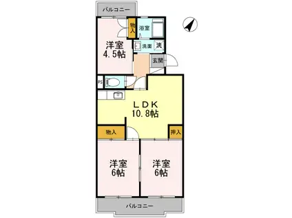コンフォート鵠沼1(3LDK/1階)の間取り写真