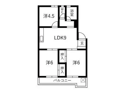 メゾン新所(3LDK/4階)の間取り写真