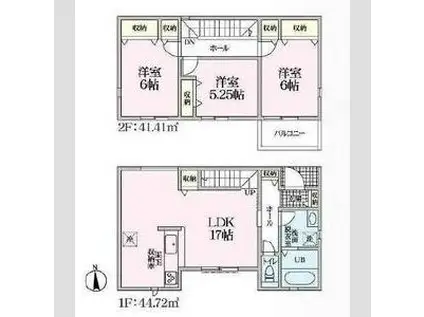 名鉄竹鼻・羽島線 竹鼻駅 徒歩3分 2階建 築1年(3LDK)の間取り写真