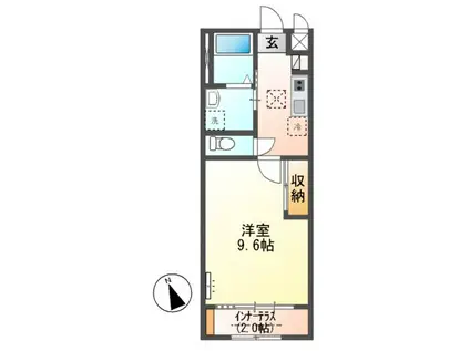 水戸市笠原町字下組アパートB棟(1K/1階)の間取り写真