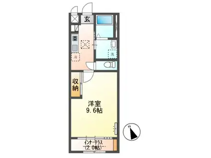 水戸市笠原町字下組アパートB棟(1K/1階)の間取り写真