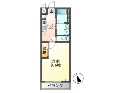 水戸市笠原町字下組アパートB棟(1K/2階)の間取り写真