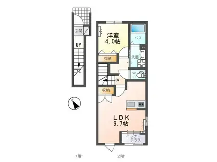 水戸市見川5丁目アパート(1LDK/2階)の間取り写真