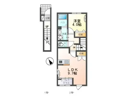 水戸市見川5丁目アパート(1LDK/2階)の間取り写真
